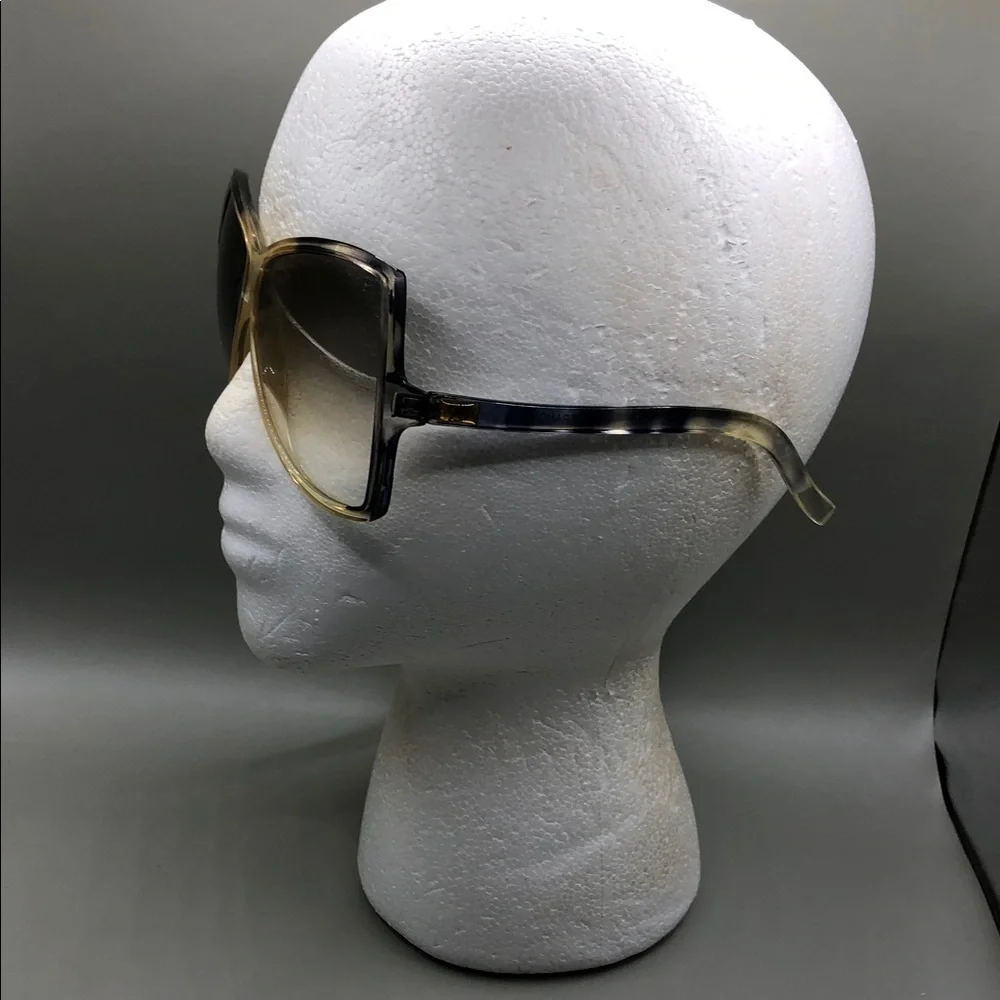 Annie Saral France Vintage Designer Oversized Sunglasses Gradient Tortoise